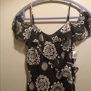 Beautiful flowing Black Mid Dress with Gold Detail